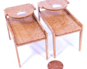 Scandinavian Modern End Tables: 1/12 Scale Dollhouse Miniature