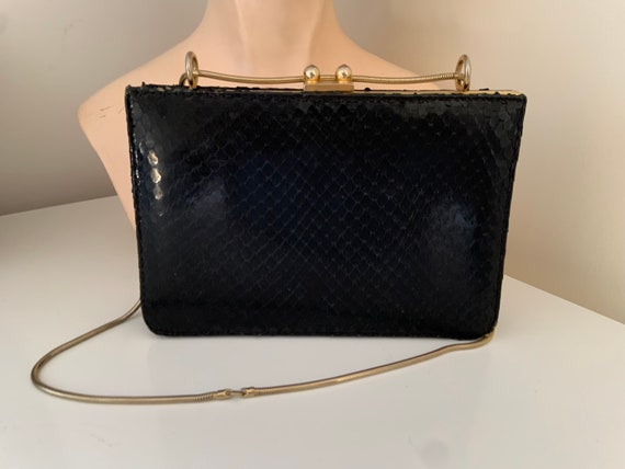 1940’s Spanish Black Snakeskin shoulder bag. Paco… - image 5