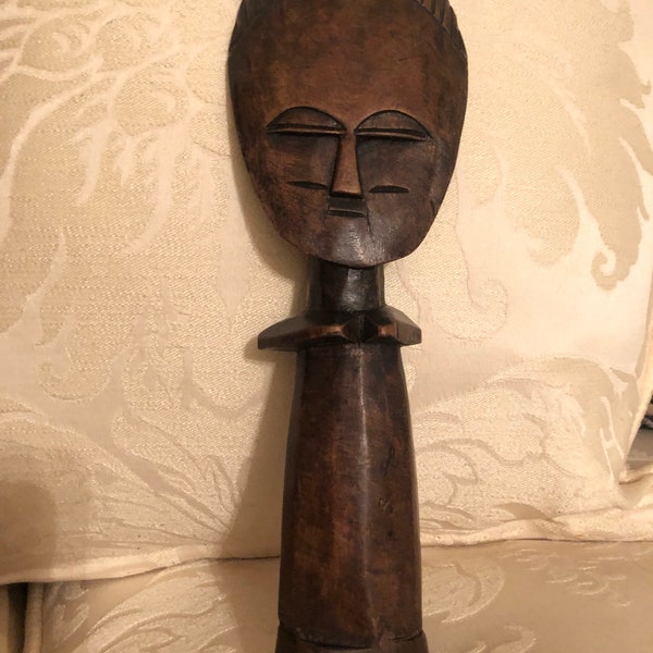 Vintage Wooden Akuba Fertility Doll. Tribal Art. Ghana