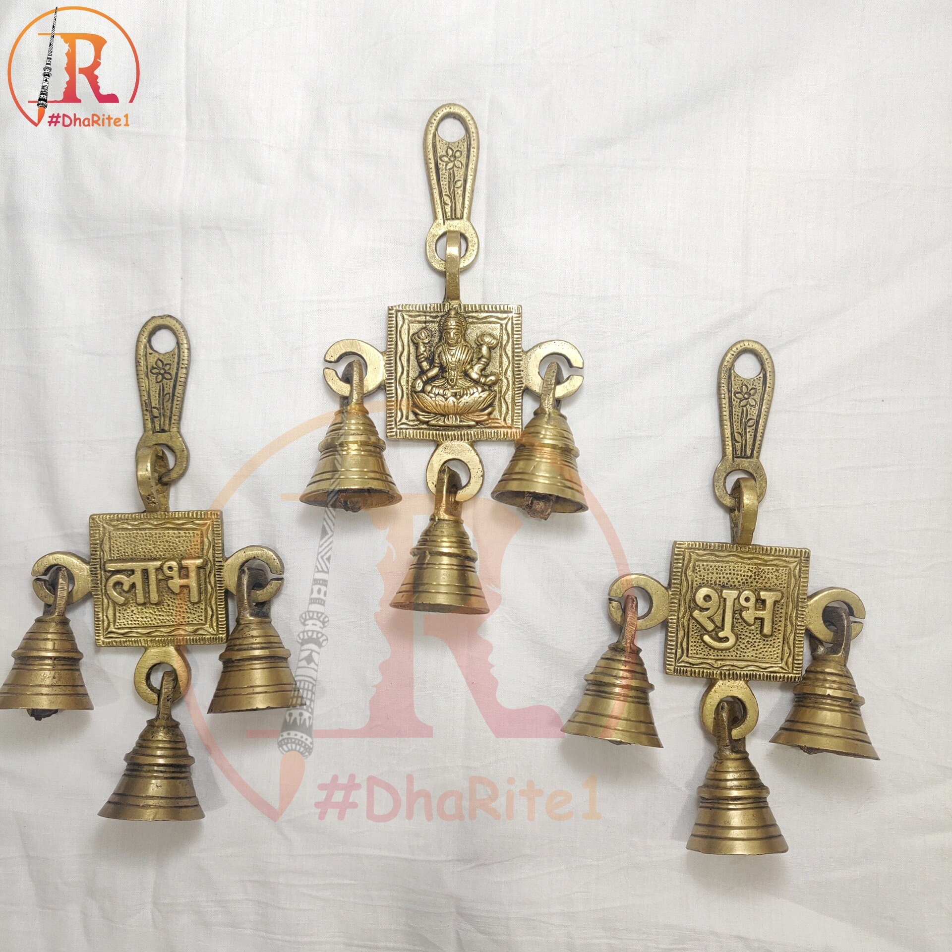 Brass Shubh Labh Hanging Bells Set Brass Hanging Bell Brass Indian