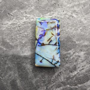 Sterling Opal Rectangle Cabochon – Multicolored Flash