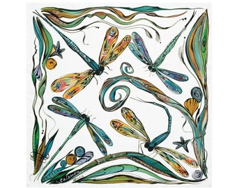 Dragonfly on White - Pair of Cloth Napkins - Large Dinner Table Napkins - Natural World Collection - Housewarming/Wedding Gift
