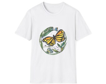 Monarch Butterfly Unisex T-Shirt, Nature Lover Tee Shirt, Original Watercolor Art, Soft Cotton Tee, Classic Fit Crew Neck Shirt, Ethically