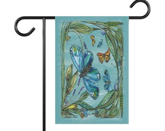 Blue Butterfly - Garden Flag/House Banner - Natural World Collection - Homeowners/Housewarming/Wedding Gift/Seasonal Decor