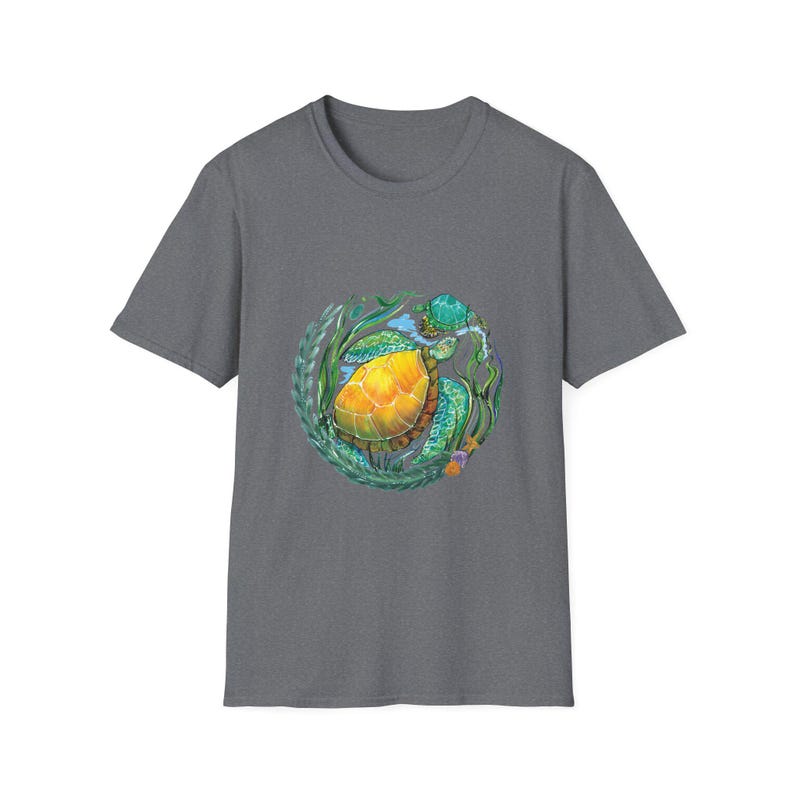 Sea Turtle Unisex T-Shirt, Ocean Lover Tee, Sea Creature Shirt, Nautical Top, Softstyle Tee Graphite Heather