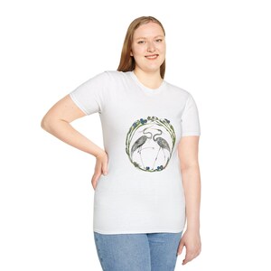 Blue Heron Unisex T-Shirt - Avian-Themed Nature Art Tee, Bird Lovers Gift, Soft Cotton Shirt, Nature Outings, Casual Wear, Wildlife image 5