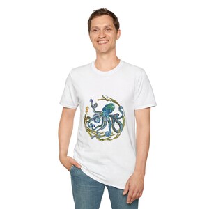 Octopus Unisex T-Shirt, Ocean Lover Tee, Sea Creature Shirt, Nautical Top, Softstyle Tee image 10