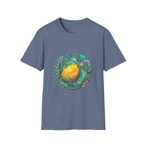 Sea Turtle Unisex T-Shirt, Ocean Lover Tee, Sea Creature Shirt, Nautical Top, Softstyle Tee Heather Indigo