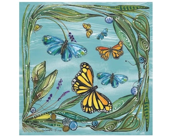 Monarch Butterfly  - Pack of 4 Cloth Napkins - Large Dinner Table Napkins - Natural World Collection - Housewarming/Wedding Gift
