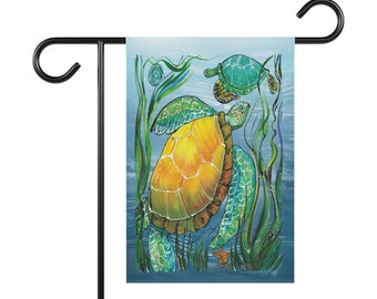 Sea Turtle - Garden Flag/House Banner - Natural World Collection - Homeowners/Housewarming/Wedding Gift/Seasonal/Beach & Lake House Decor