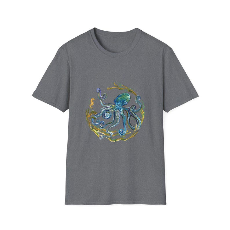 Octopus Unisex T-Shirt, Ocean Lover Tee, Sea Creature Shirt, Nautical Top, Softstyle Tee image 8