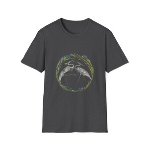 Blue Heron Unisex T-Shirt - Avian-Themed Nature Art Tee, Bird Lovers Gift, Soft Cotton Shirt, Nature Outings, Casual Wear, Wildlife Dark Heather