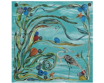 Heron - Pair of Cloth Napkins - Large Dinner Table Napkins - Natural World Collection - Housewarming/Wedding Gift