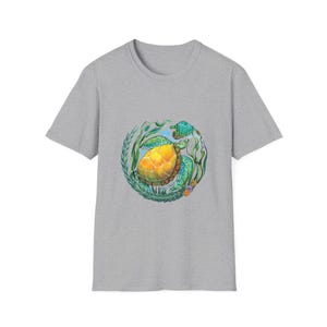 Sea Turtle Unisex T-Shirt, Ocean Lover Tee, Sea Creature Shirt, Nautical Top, Softstyle Tee Sport Grey
