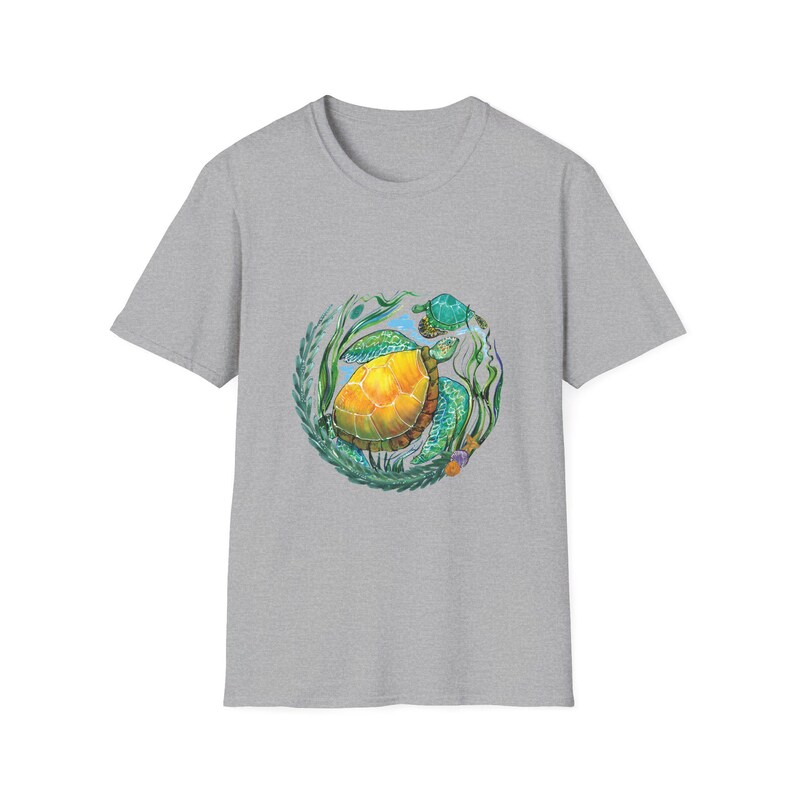 Sea Turtle Unisex T-Shirt, Ocean Lover Tee, Sea Creature Shirt, Nautical Top, Softstyle Tee Sport Grey