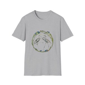Blue Heron Unisex T-Shirt - Avian-Themed Nature Art Tee, Bird Lovers Gift, Soft Cotton Shirt, Nature Outings, Casual Wear, Wildlife Sport Grey