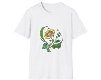 Sunflower Unisex T-Shirt, Nature Enthusiast Gift, Gardeners Shirt, Floral Tee, Nature Lover Top, Casual Wear, Gift for Her, Lightweight