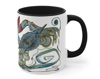 11oz Mug for Coffee, Tea or Hot Chocolate - Unique Maryland Blue Crab Motif - Designed for Daily Use - Great Gift for Beach Lovers