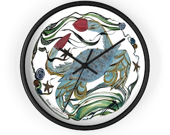 Unique Wall Clock - Crab Motif - Ready to Hang - Great as Home Decor & Statement Piece - Gift for Maryland Crab Lovers