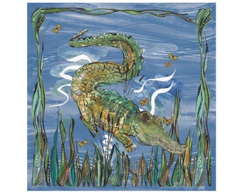 Gator - Pair of Cloth Napkins - Large Dinner Table Napkins - Natural World Collection - Housewarming/Wedding Gift