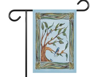 Tree + Bird - Garden Flag/House Banner - Natural World Collection - Homeowners/Housewarming/Wedding Gift/Seasonal Decor