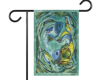 Fish - Garden Flag/House Banner - Natural World Collection - Homeowners/Housewarming/Wedding Gift/Seasonal Decor/Beach or Lake House Decor