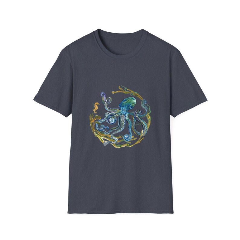 Octopus Unisex T-Shirt, Ocean Lover Tee, Sea Creature Shirt, Nautical Top, Softstyle Tee image 5