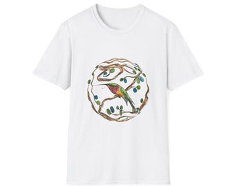 Hummingbird Unisex T-Shirt for Bird Lovers and Nature Enthusiasts, Softstyle Tee with Original Watercolor Art, Gift for Gardeners and