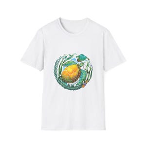 Sea Turtle Unisex T-Shirt, Ocean Lover Tee, Sea Creature Shirt, Nautical Top, Softstyle Tee White