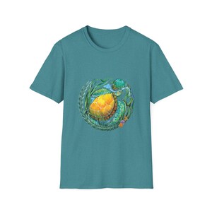 Sea Turtle Unisex T-Shirt, Ocean Lover Tee, Sea Creature Shirt, Nautical Top, Softstyle Tee Heather Galapagos Blue