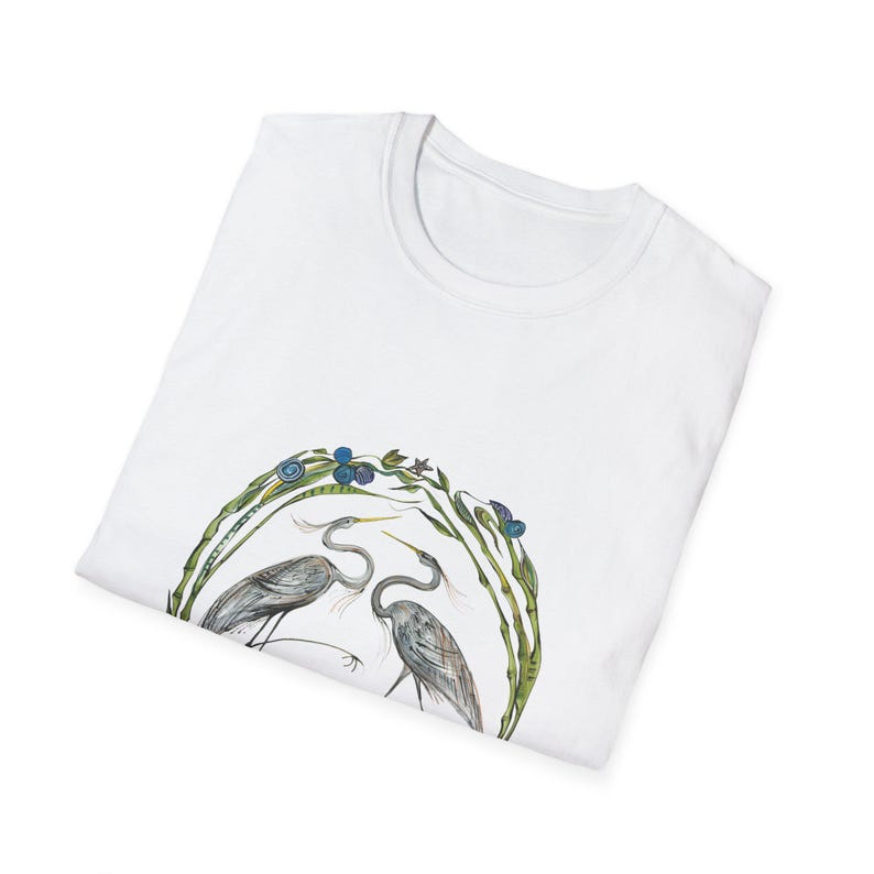 Blue Heron Unisex T-Shirt - Avian-Themed Nature Art Tee, Bird Lovers Gift, Soft Cotton Shirt, Nature Outings, Casual Wear, Wildlife image 7
