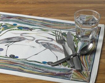Mix & Match Placemats - Heavyweight Material - Watercolor Design - Natural World Collection - Housewarming/Wedding Gift