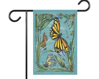 Monarch Butterfly - Garden Flag/House Banner - Natural World Collection - Homeowners/Housewarming/Wedding Gift/Seasonal Decor