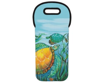 Sea Turtle - Wine Tote Bag