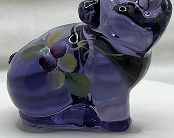 Fenton Grape Arbor on Violet hand painted Pig Figurine