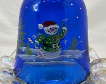 Fenton Hand Painted Jolly Snowman Fairy Light - Etsy