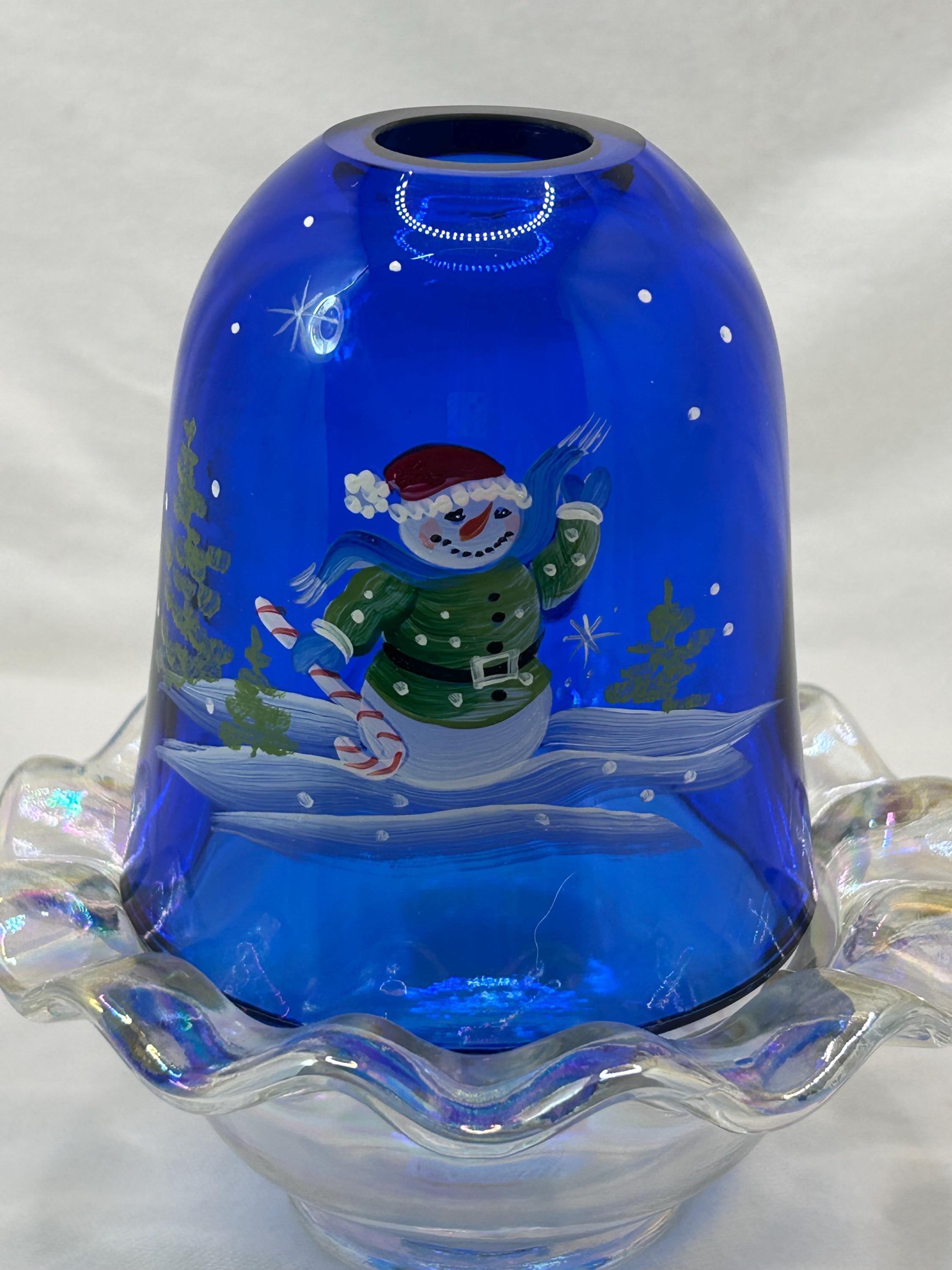 Fenton Hand Painted Jolly Snowman Fairy Light - Etsy