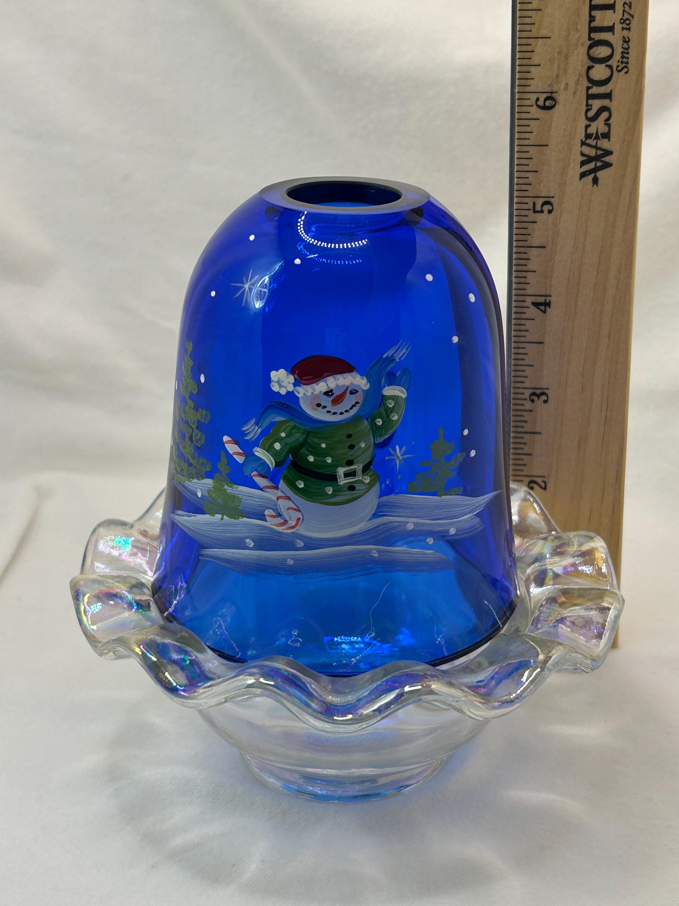 Fenton Hand Painted Jolly Snowman Fairy Light - Etsy