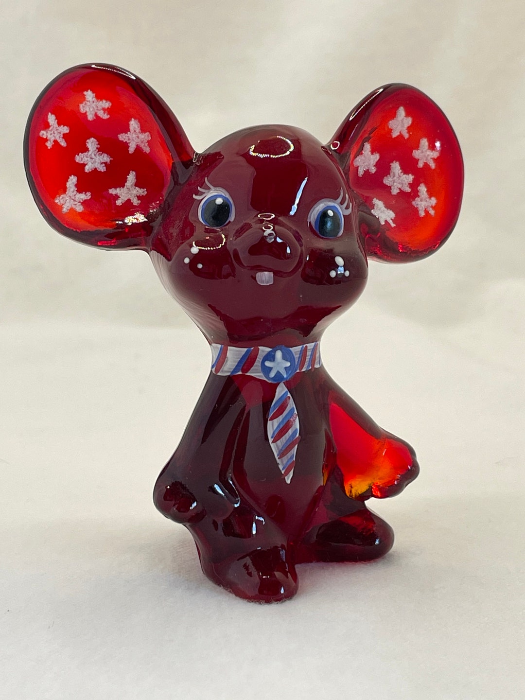 Fenton Ruby Hand Painted Americana - Etsy