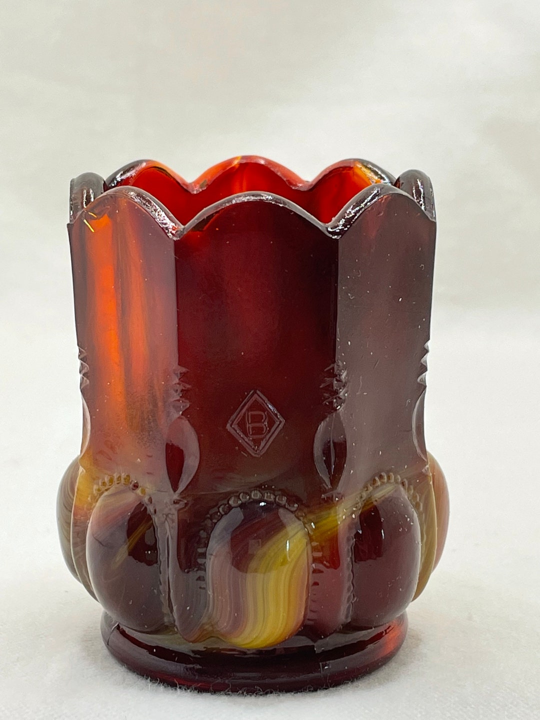 Boyd Glass Ruby Swirl Toothpick Holder and Blue Swirl Etsy