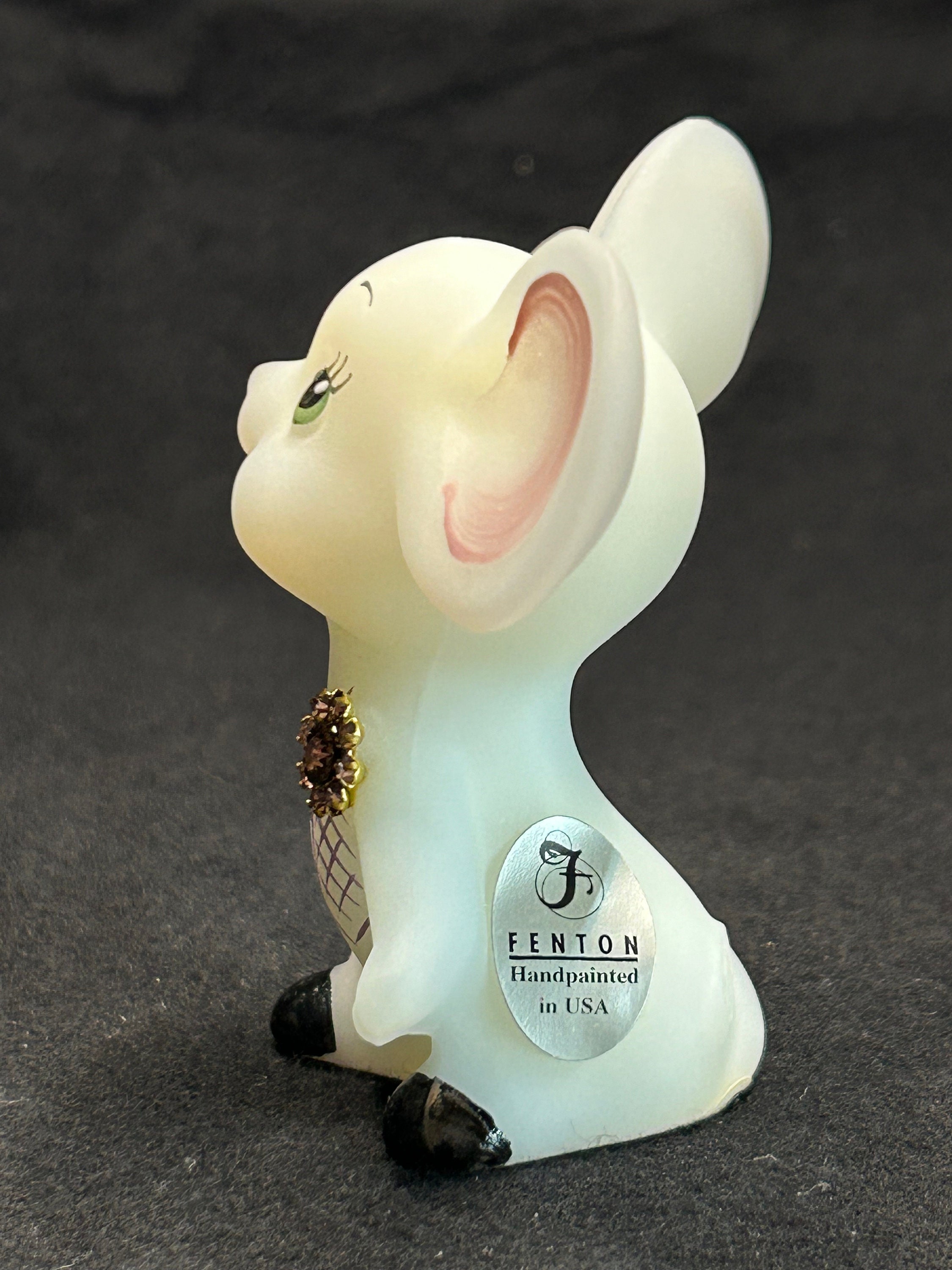 貴重！ Fenton Boutonniere Buddy マウス型置物 Fenton Boutonniere Buddies Opal Satin Mouse - Etsy