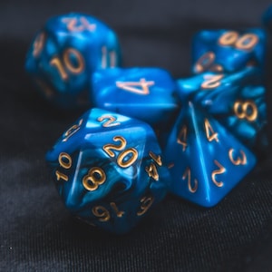 Deep Sea Polyhedral dice set - TTRPG Soft edge 7 set dungeons and dragons dice D20 D12 D10 D8 D6 D4