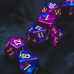 Lunar Sorcery Polyhedral dice set - TTRPG Soft edge dnd dungeons and dragons d and d pathfinder 7 set dice D20 D12 D10 D8 D6 D4