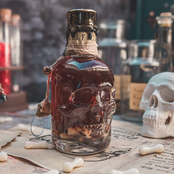 Skele-grow, colour changing potion, Magical potion bottle, creepy aesthetic Memorabilia skull