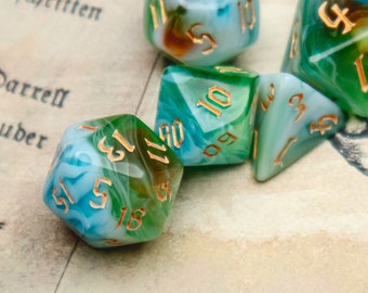 Northern Lights Polyhedral dice set - TTRPG Soft edge dnd d and d dungeons and dragons 7 set dice D20 D12 D10 D8 D6 D4