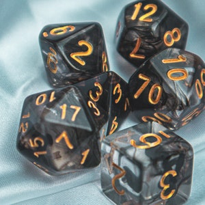 Cursed Whispers - TTRPG necromancer Soft edge dnd d and d pathfinder 7 set dice D20 D12 D10 D8 D6 D4 - gift