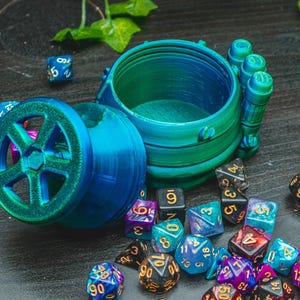 Gadgeteer - dice storage box Dungeons and Dragons tabletop rpg pathfinder giftTTRPG Dice vault image 1