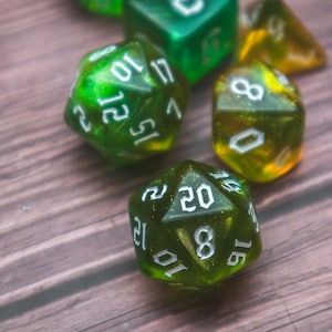 Natures Calling - TTRPG druid dice Soft edge dnd d and d pathfinder 7 set dice D20 D12 D10 D8 D6 D4 - gift