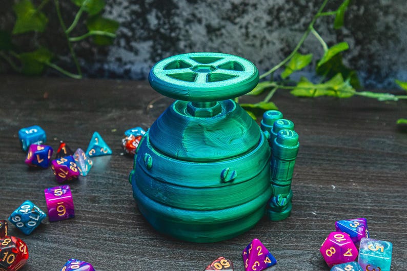 Gadgeteer - dice storage box Dungeons and Dragons tabletop rpg pathfinder giftTTRPG Dice vault image 3