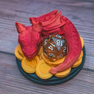 Baby Dragon D20 Dice Guardian: cute gift as TTRPG, dungeons and dragons, pathfinder dice holder